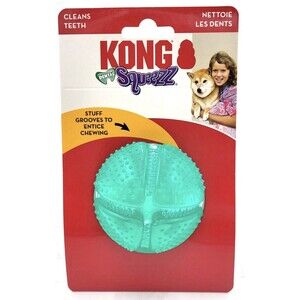 KONG Dental Squeezz Ball MEDIUM Treat Stuffable Teeth Cleaning Dog Chew Toy 2.5"